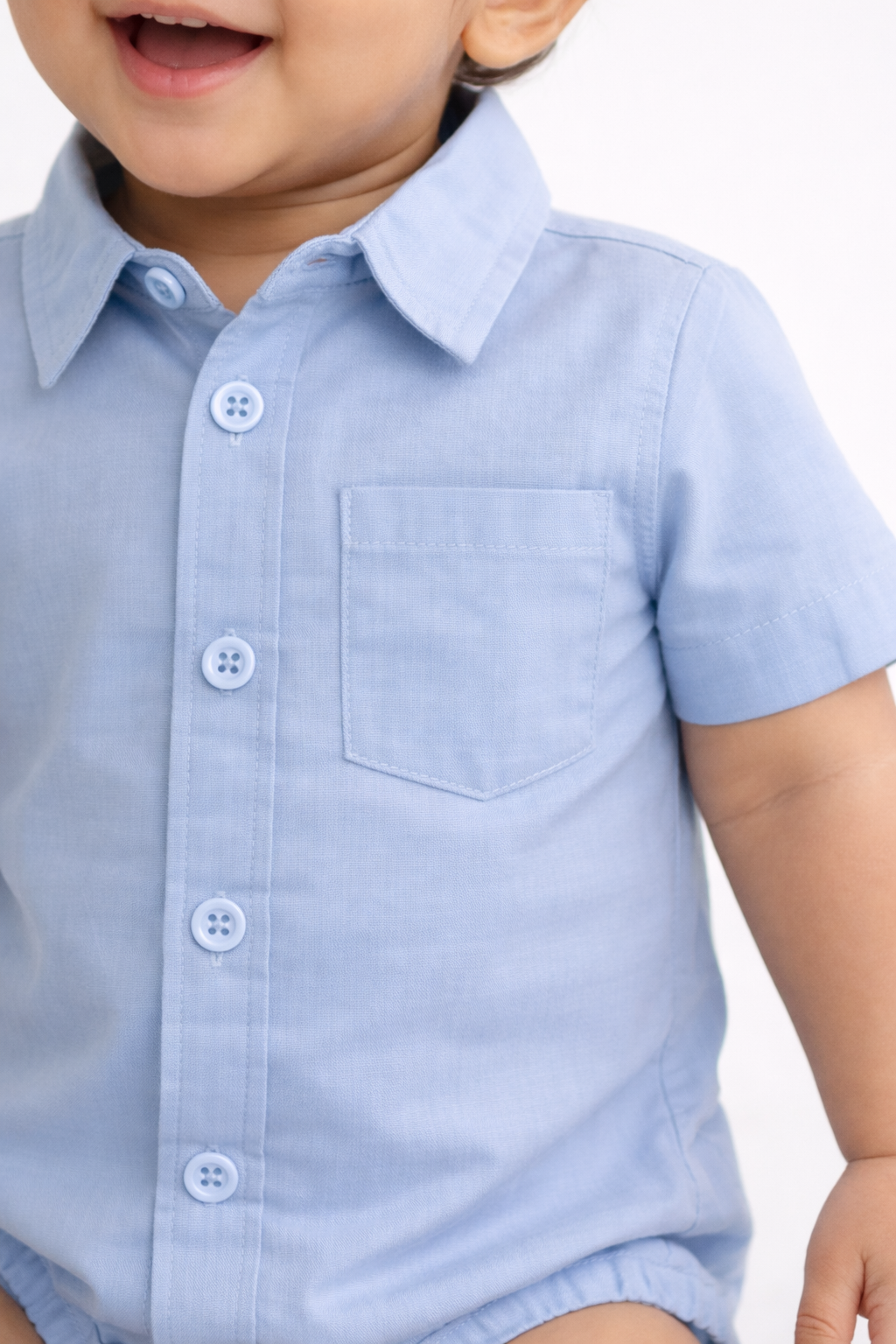 Smart Occasion Steel Blue Baby Cotton Playsuit