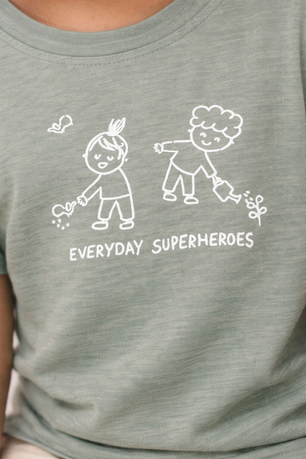 Boys Sage Green Everyday Superheroes Graphic T-Shirt