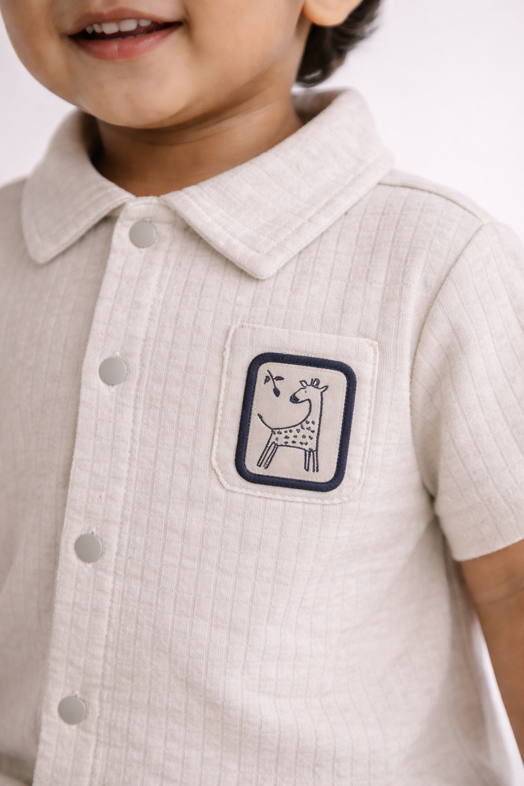 Boys Half White Textured Cotton Casual Shirt