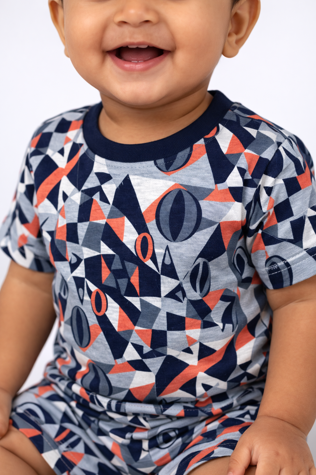 Boys Orange Geometric Print Co-Ord Set