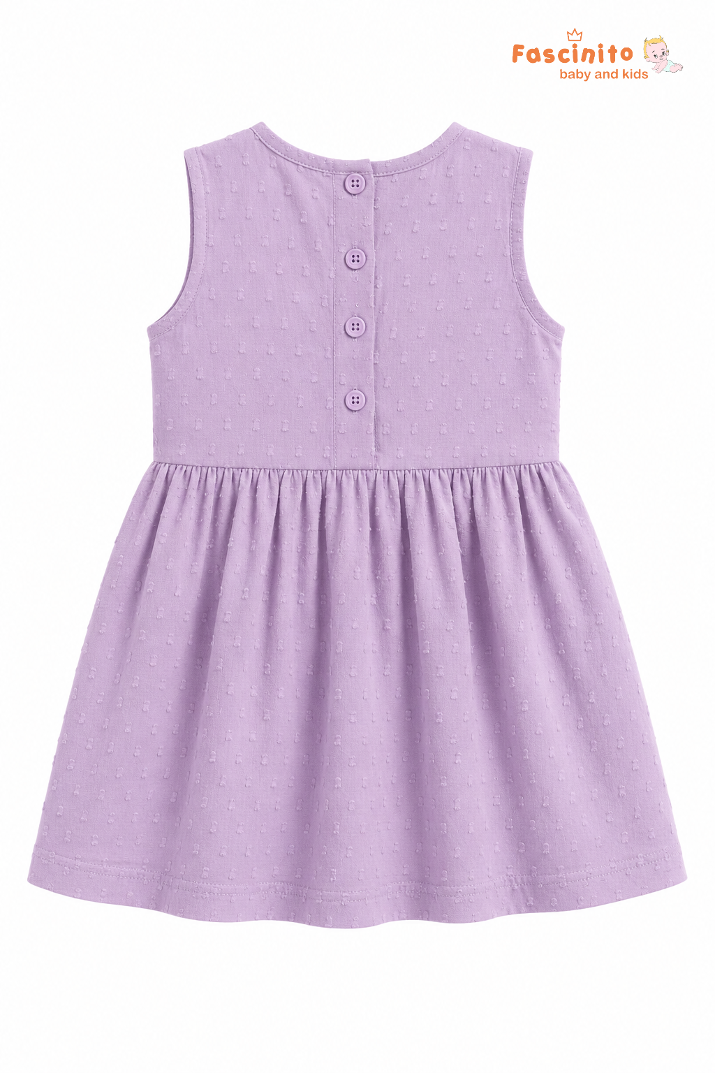 Girls Embroidered Frock – Lilac Sleeveless Party Dress