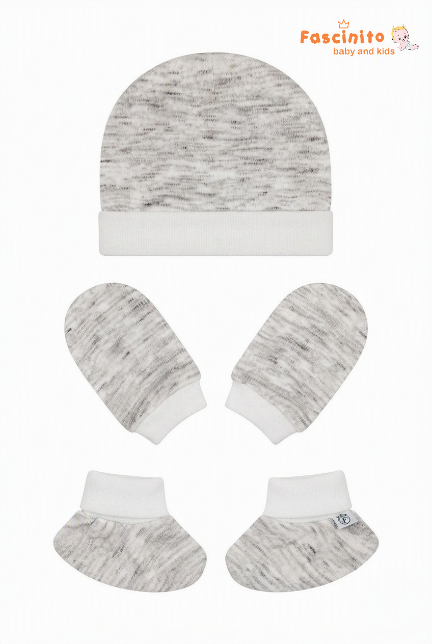 Cozy Grey And White Shoe Mitten Cap - Grey And White