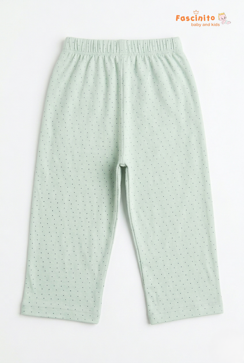Girls Printed Pant – Pista Green Micro Dot Cotton Pant