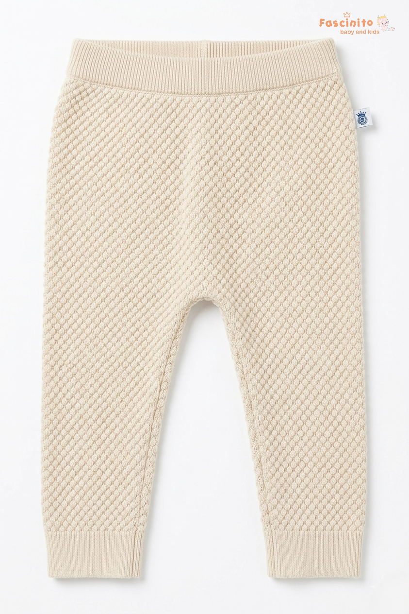 Baby Sweater Pants – Woolen Knit Winter Pants (Beige)