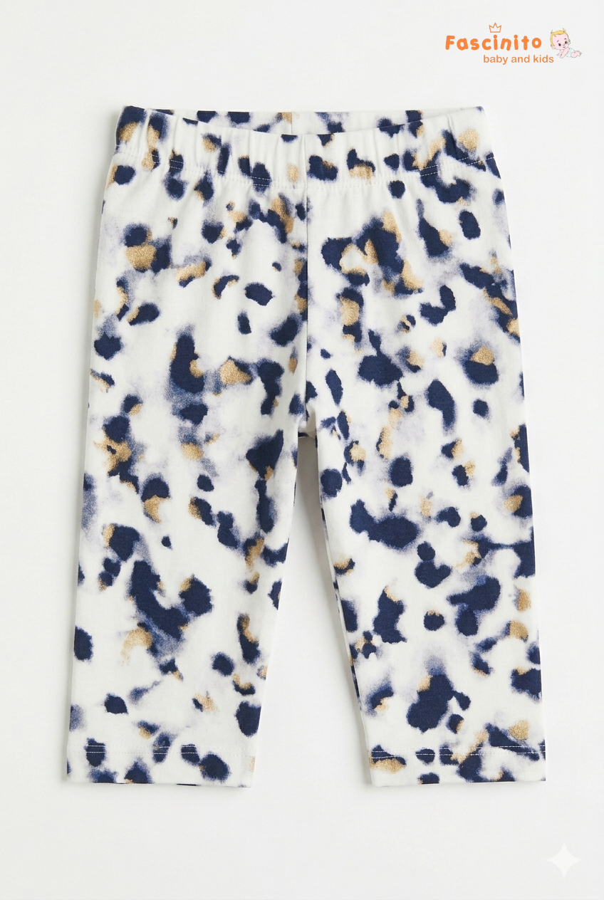 Girls Printed Pant – White Abstract Watercolor Pull-On Pant
