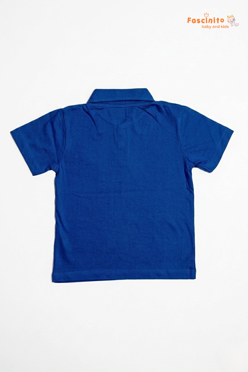 Boys Polo T-Shirt – Blue Cotton Collared Casual Tee