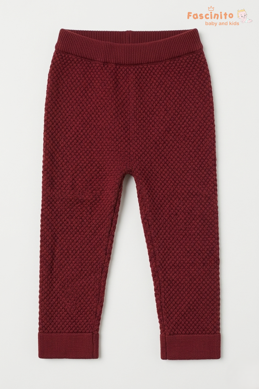 Baby Sweater Pants – Woolen Knit Winter Pants (Maroon)