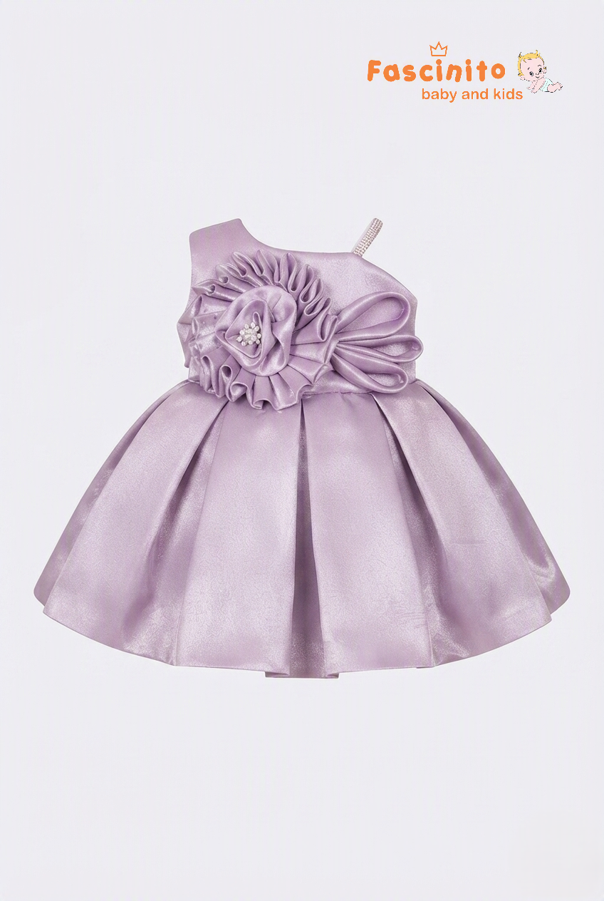 Lavender Elegance One-Shoulder Frock - Lavender