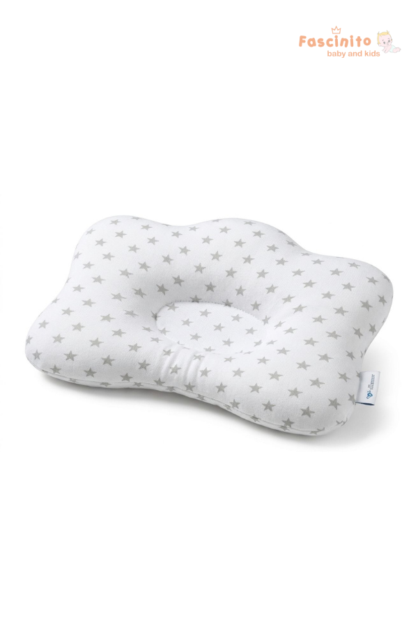 Baby Star Pillow – Soft Newborn Head Support Cushion (White)