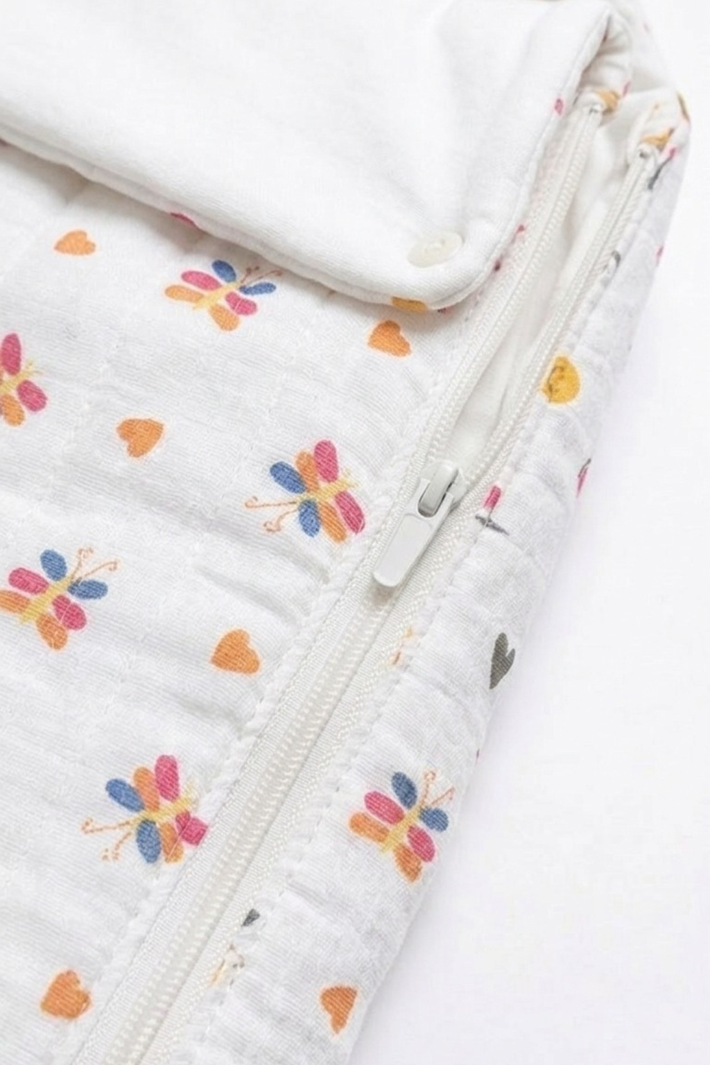 Baby Carry Nest Muslin Sleeping Bag with Hood – White Butterfly