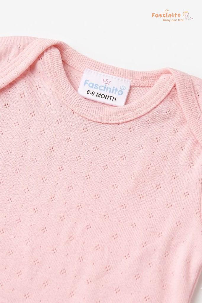 Baby Cotton Bodysuit – Soft Snap Button Onesie (Pink)
