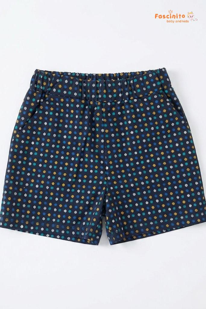 Boys Shorts – Navy Blue Dot Print Cotton Casual Shorts
