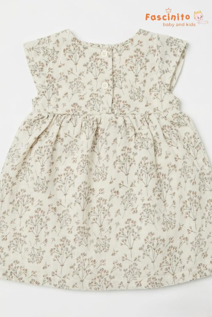 Girls Floral Frock – White Vintage Floral Cotton Dress