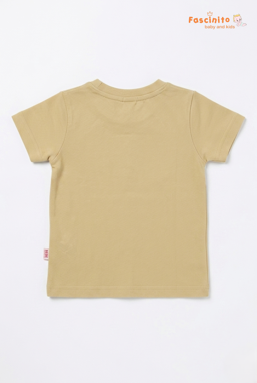 Back view of boys mustard yellow casual cotton t shirt