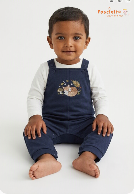 Baby Dungaree Set – Navy Blue