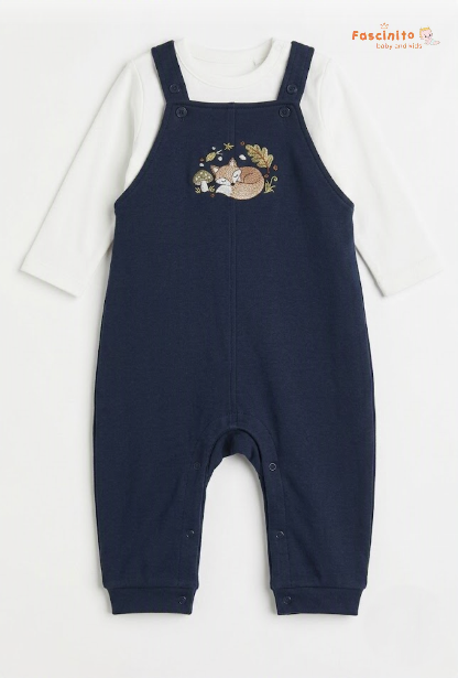 Baby Dungaree Set – Navy Blue