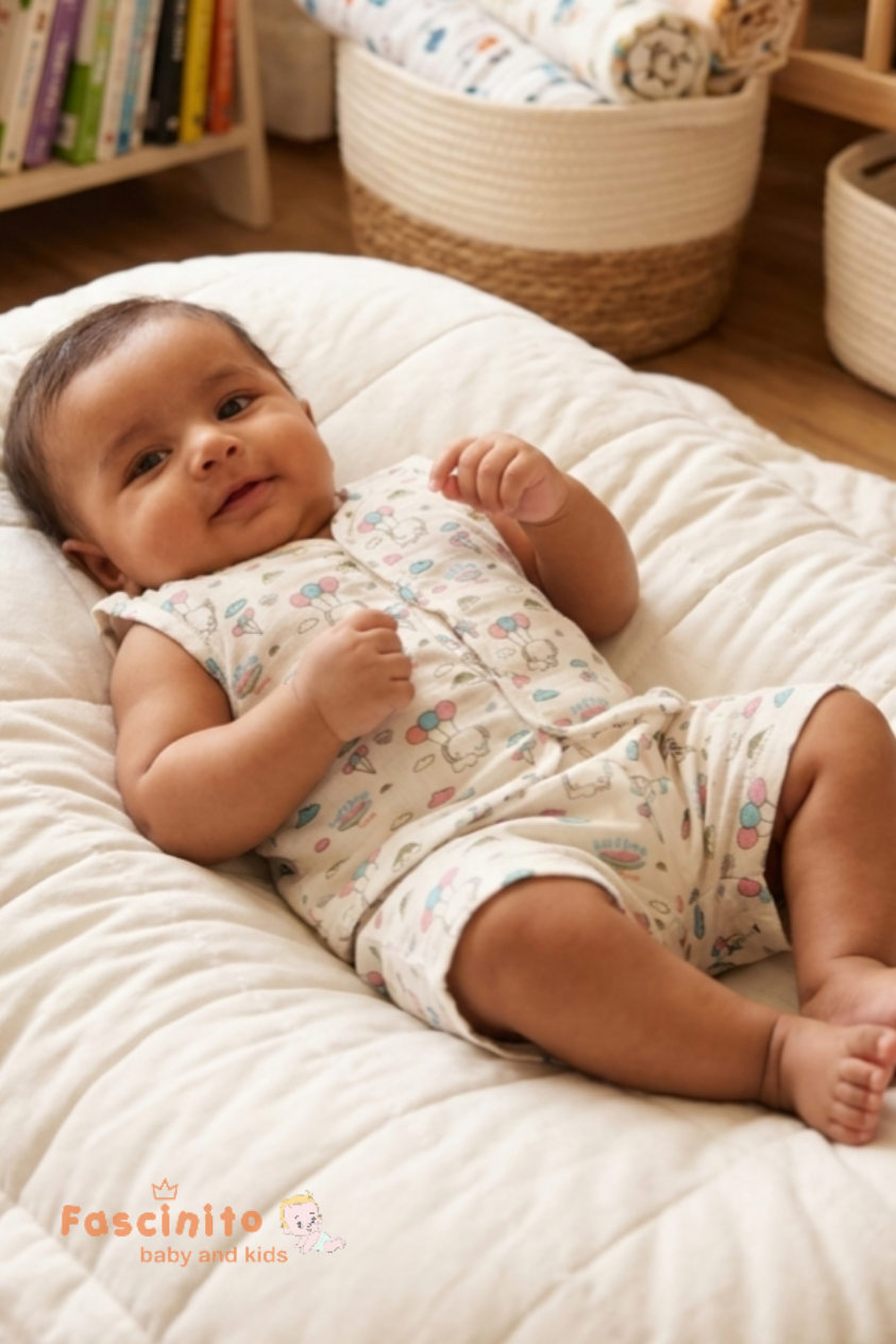 Baby Muslin Jabla Set – Soft White Cotton Newborn Wear