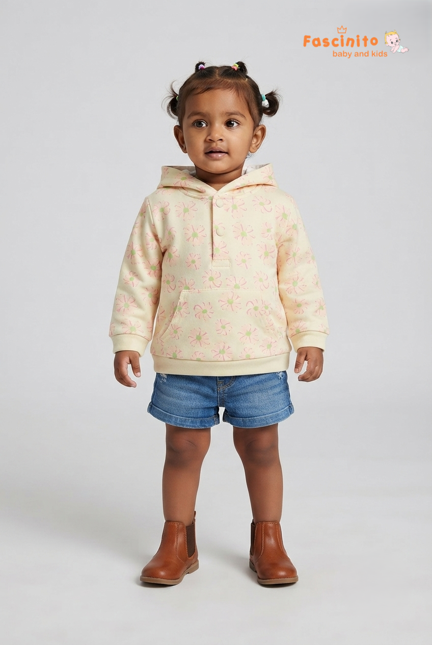 Bloom Daisy Hoodie - Cream Color AOP Print