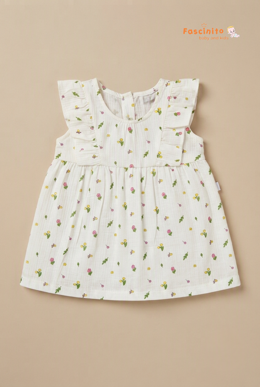 Blossom Meadow Frock - White