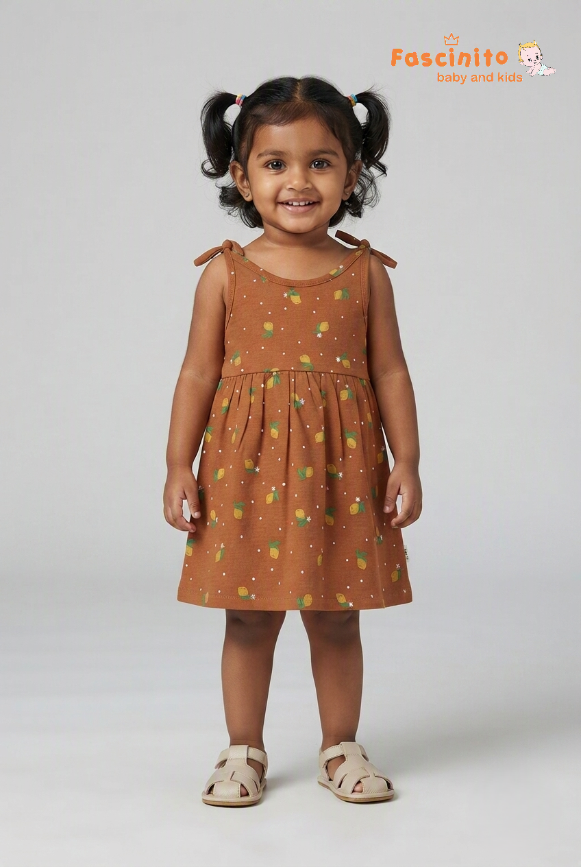 Brown Citrus Knotted Frock - Brown
