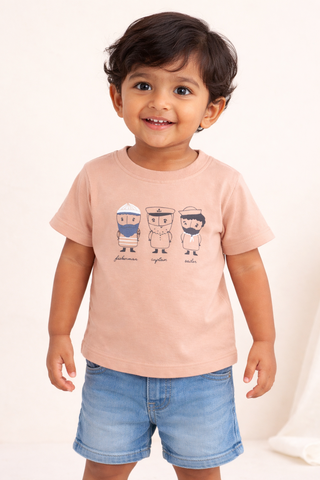 Boys Peach Graphic Cotton T-Shirt
