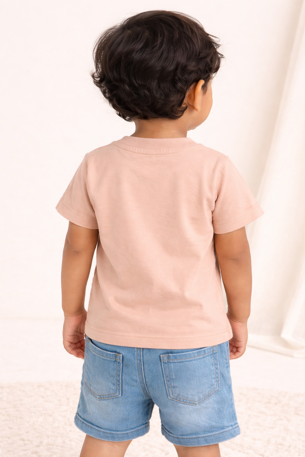 Boys Peach Graphic Cotton T-Shirt