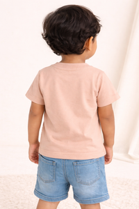 Boys Peach Graphic Cotton T-Shirt