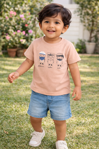 Boys Peach Graphic Cotton T-Shirt