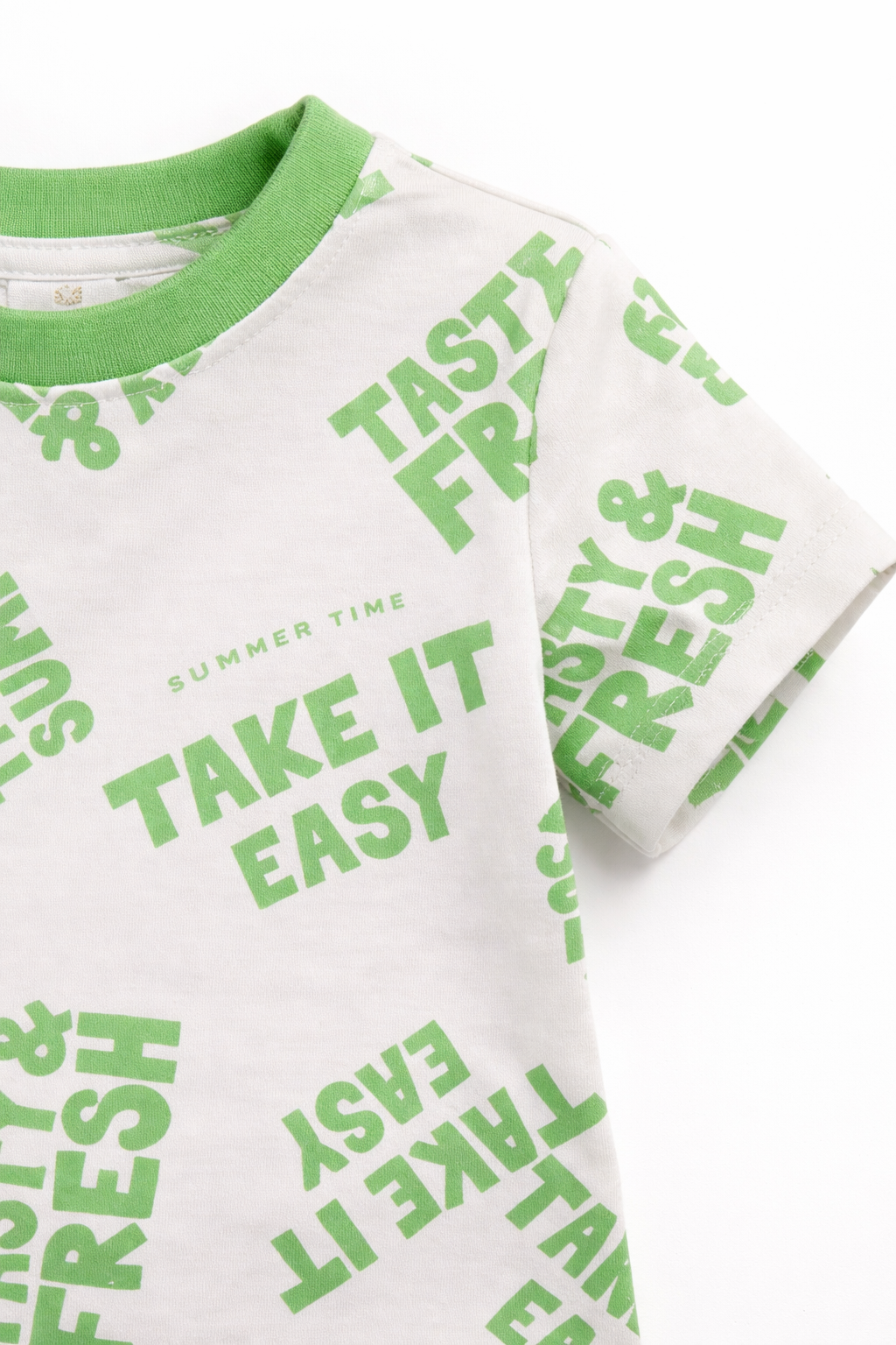 Boys Summer Vibes Graphic Cotton T-Shirt (Blue & Green)