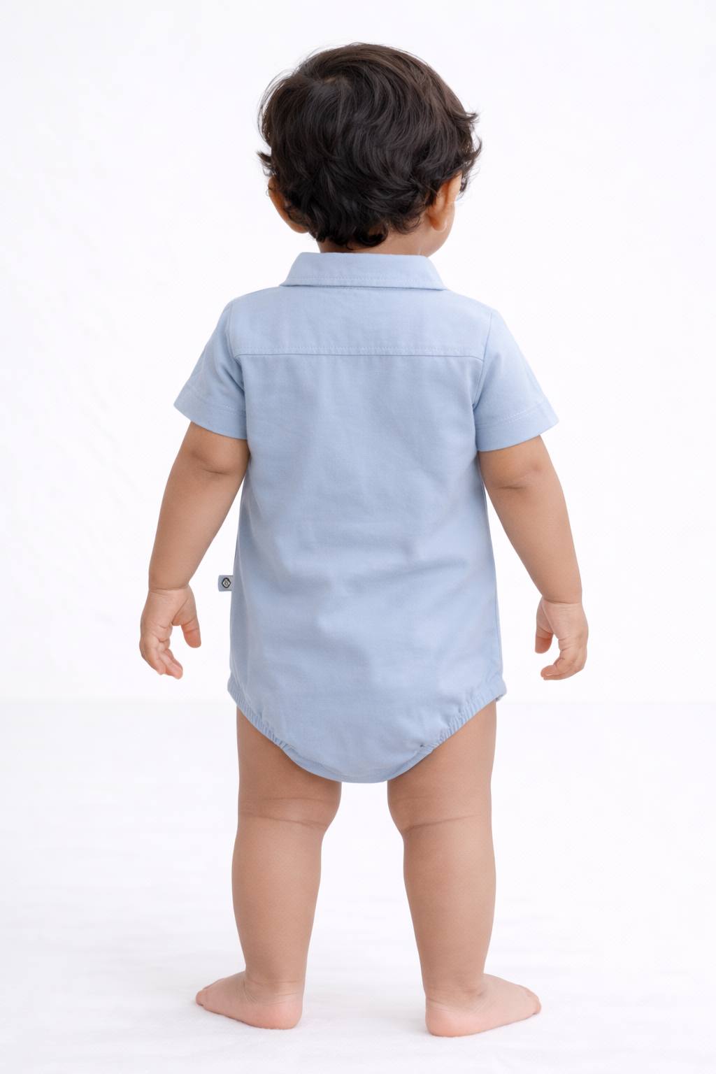 Smart Occasion Steel Blue Baby Cotton Playsuit
