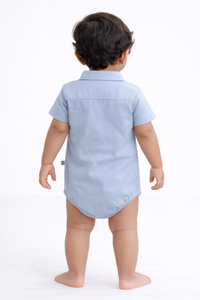 Smart Occasion Steel Blue Baby Cotton Playsuit