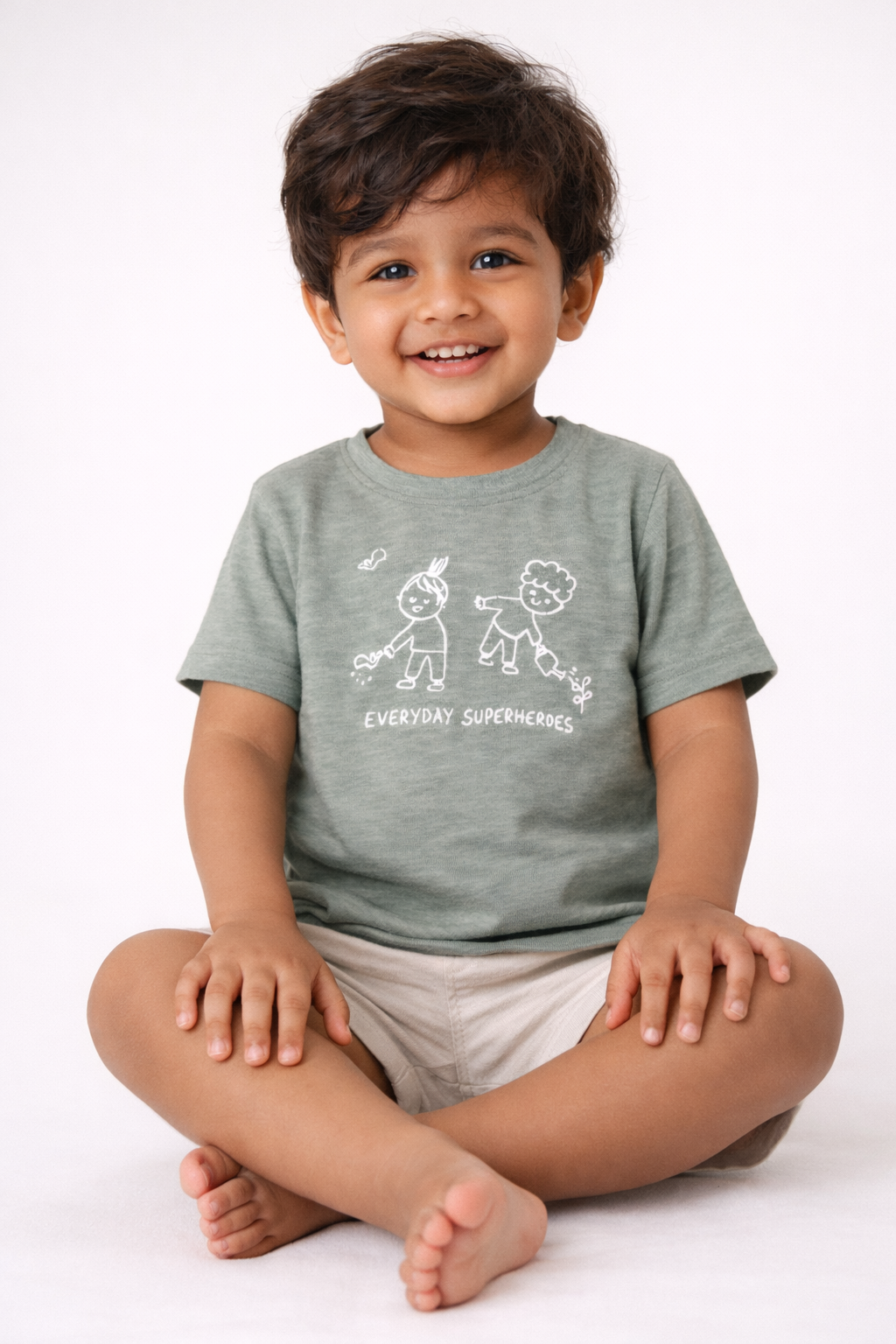 Boys Sage Green Everyday Superheroes Graphic T-Shirt