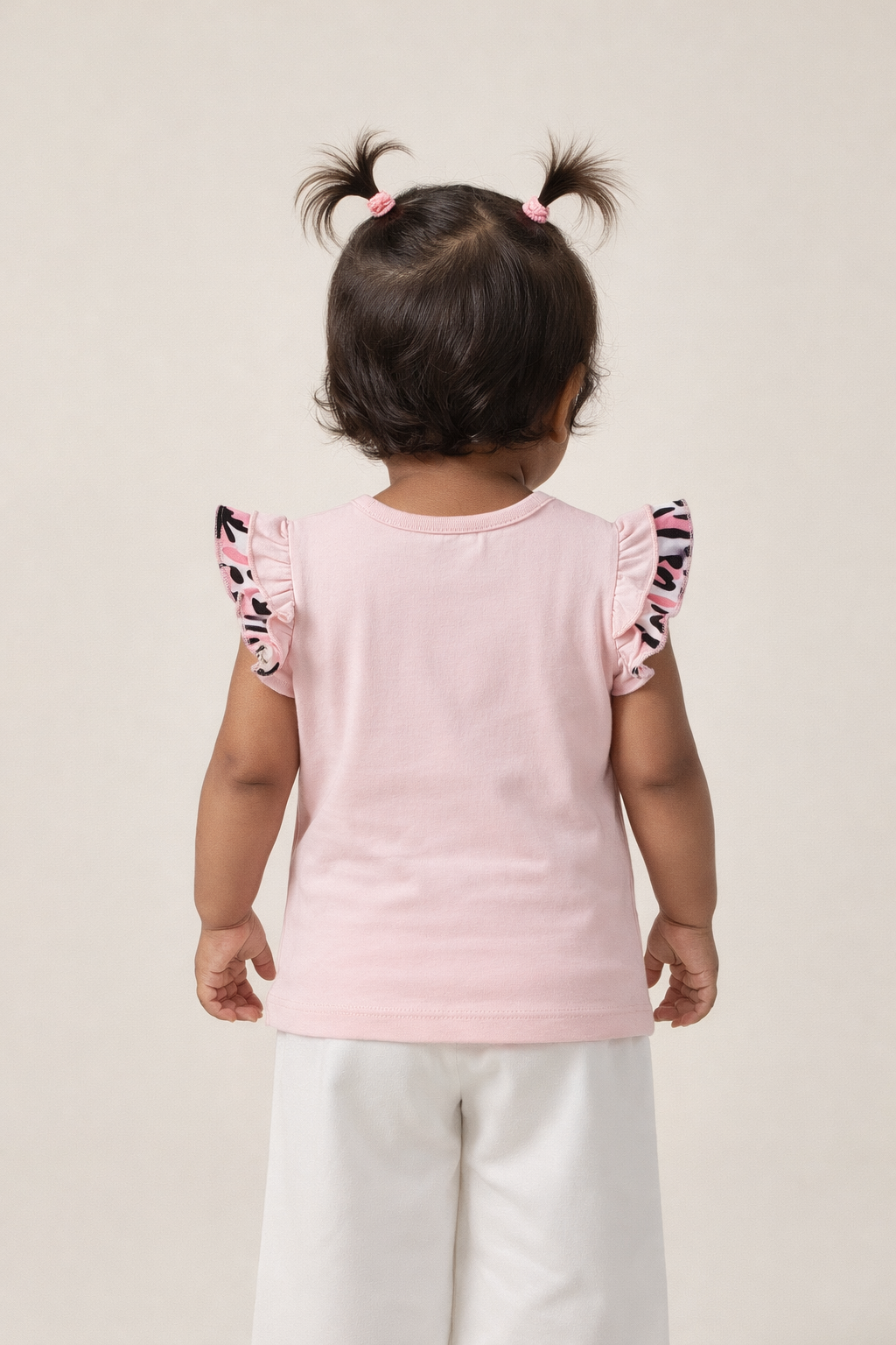 Girls Light Pink Giraffe Print Cotton T-Shirt