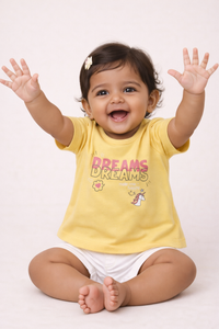 Girls Mustard Unicorn Graphic Cotton T-Shirt