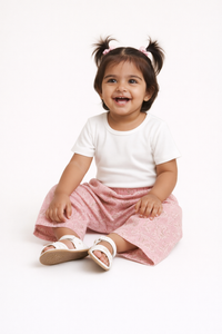 Girls Orange Floral Cotton Palazzo Pants