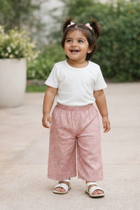 Girls Orange Floral Cotton Palazzo Pants