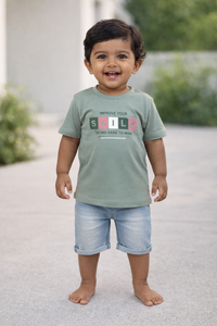 Boys Sage Green Graphic Cotton T-Shirt