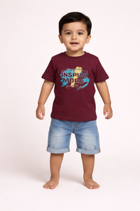 Boys Maroon Inspire More Graphic Cotton T-Shirt