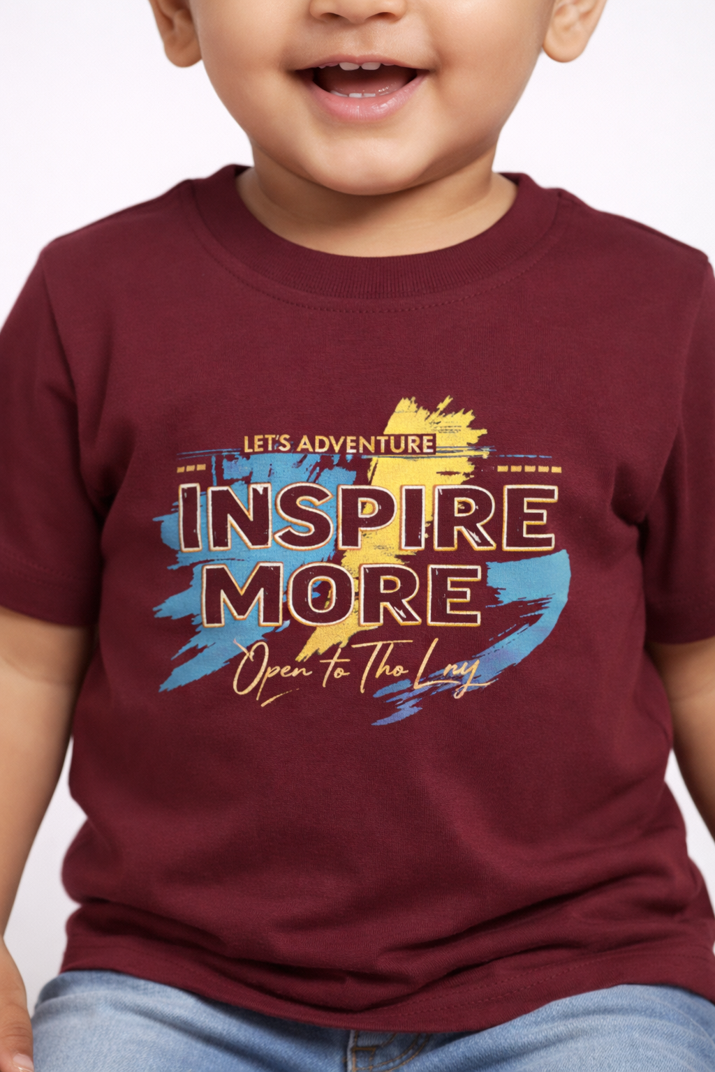 Boys Maroon Inspire More Graphic Cotton T-Shirt