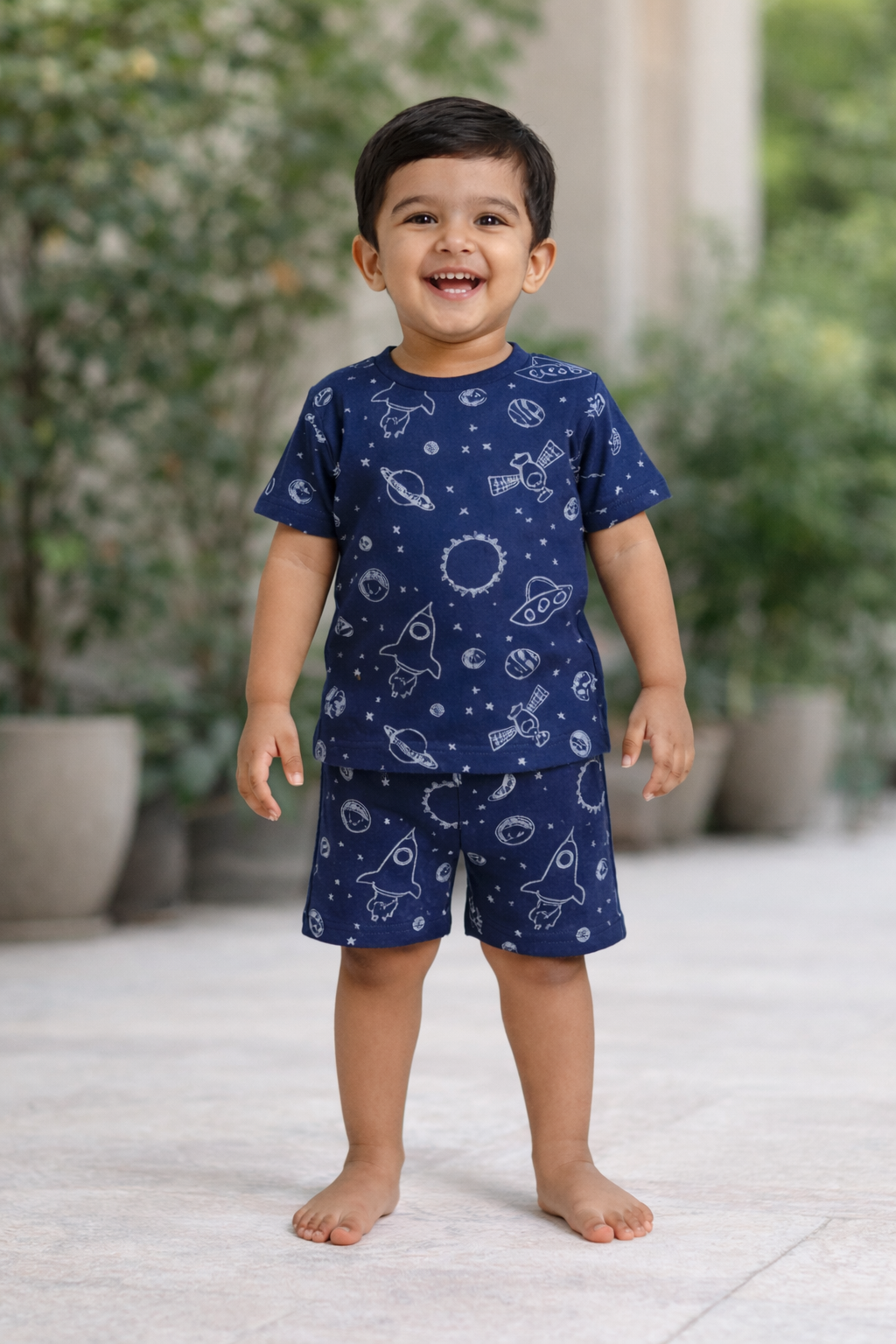 Boys Navy Blue Space Rocket Co-Ord Set