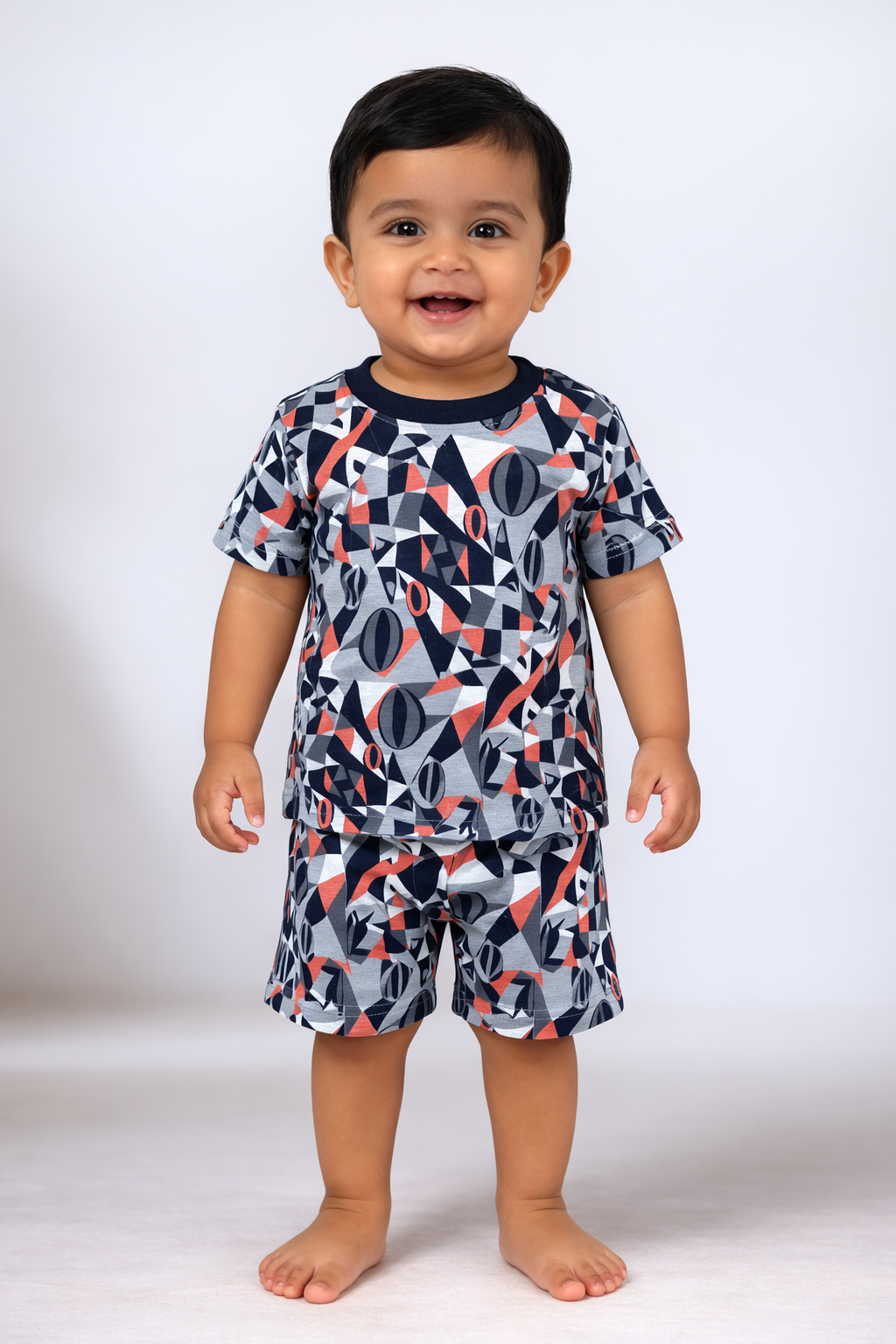 Boys Orange Geometric Print Co-Ord Set