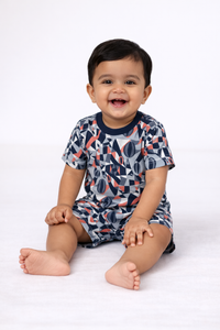 Boys Orange Geometric Print Co-Ord Set