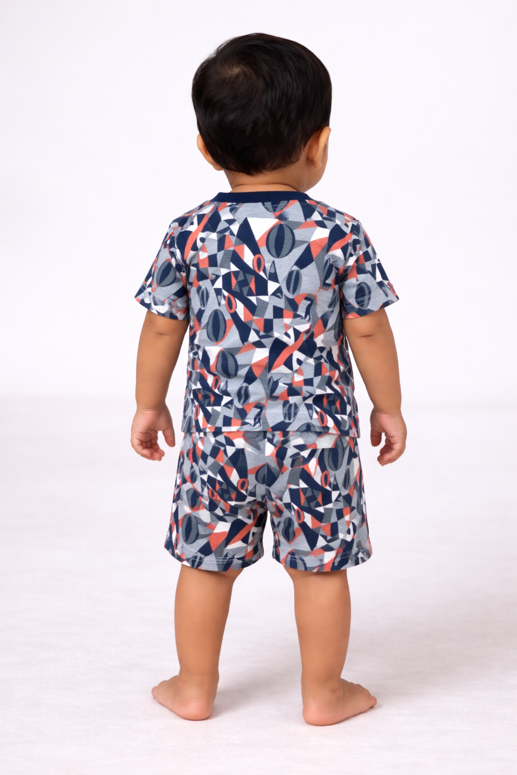 Boys Orange Geometric Print Co-Ord Set