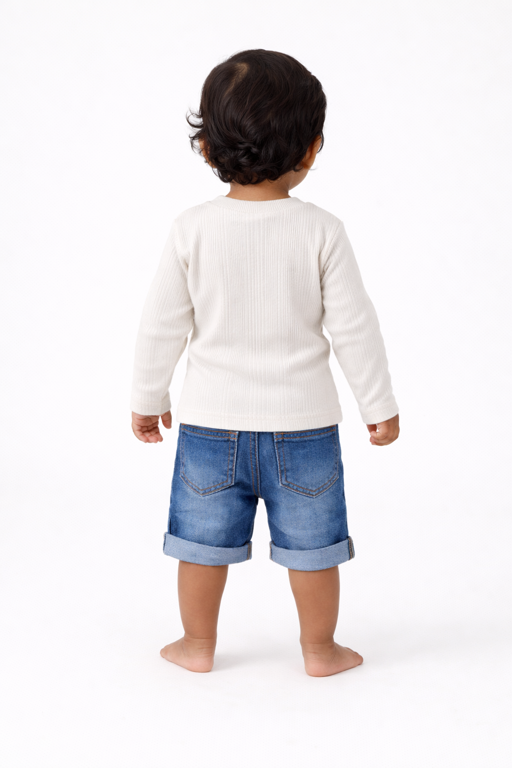 Unisex Half White Premium Full Sleeve Knit T-Shirt