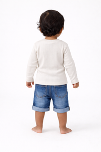 Unisex Half White Premium Full Sleeve Knit T-Shirt