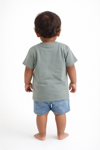 Boys Sage Green Graphic Cotton T-Shirt