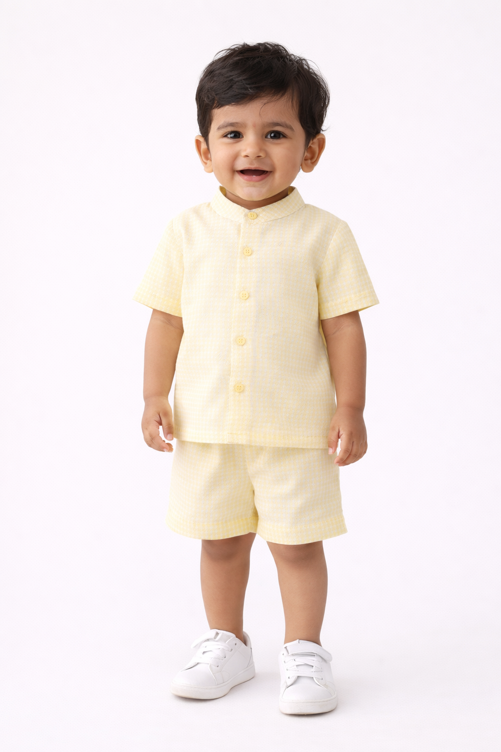 Boys Premium Yellow Textured Co-Ord Set