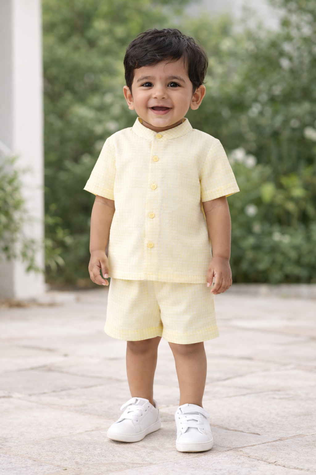 Boys Premium Yellow Textured Co-Ord Set