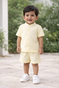 Boys Premium Yellow Textured Co-Ord Set