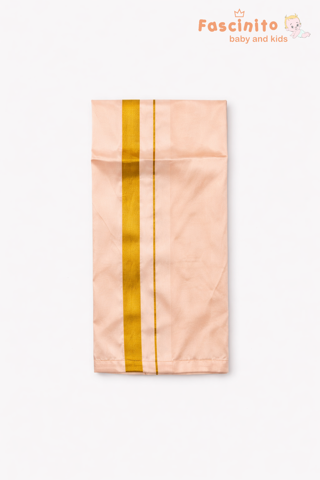 Boys Dhoti Set – Gold Silk Look Ethnic Wear with Zari Border